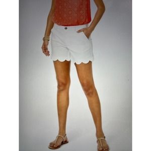 Lily Pulitzer 6 Shorts Buttercup High Rise Resort White Scalloped NWT $70